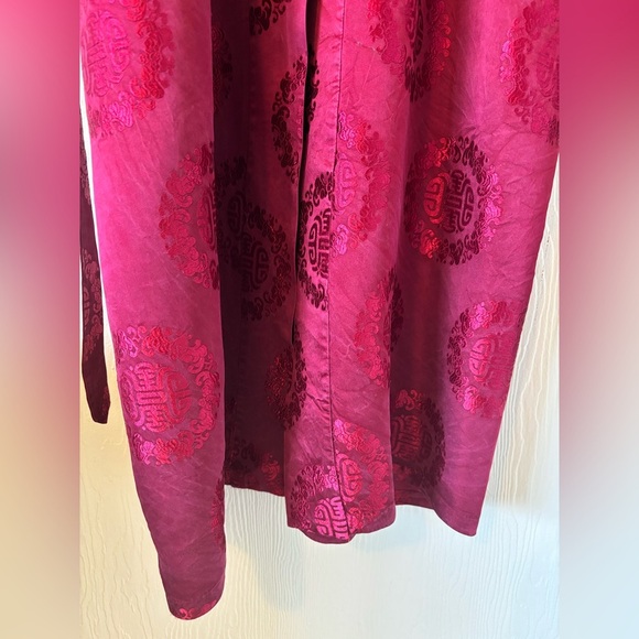 Vintage Authentic Silk Burgundy Maroon Wine Red Kimono Robe Duster Jacket - Picture 6 of 13